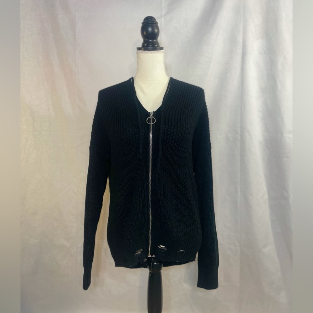 Women Casual Cardigan Deep V Neck Sweater Zipper Hoodie Size:Large /Not Worn/